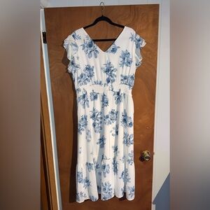 Grace Karin Blue Floral Print Maxi Dress